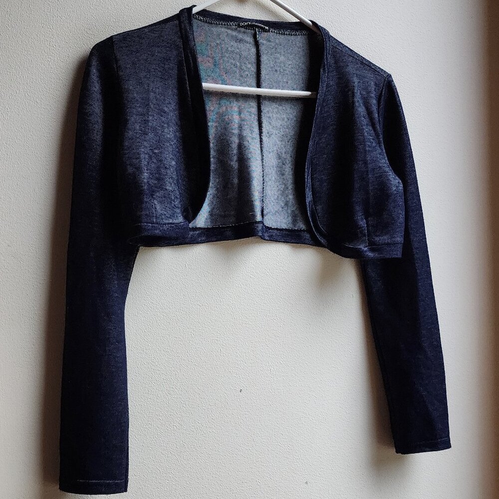 Dolce & Gabbana Navy Velure Cropped Shrug - Picture 3 of 14